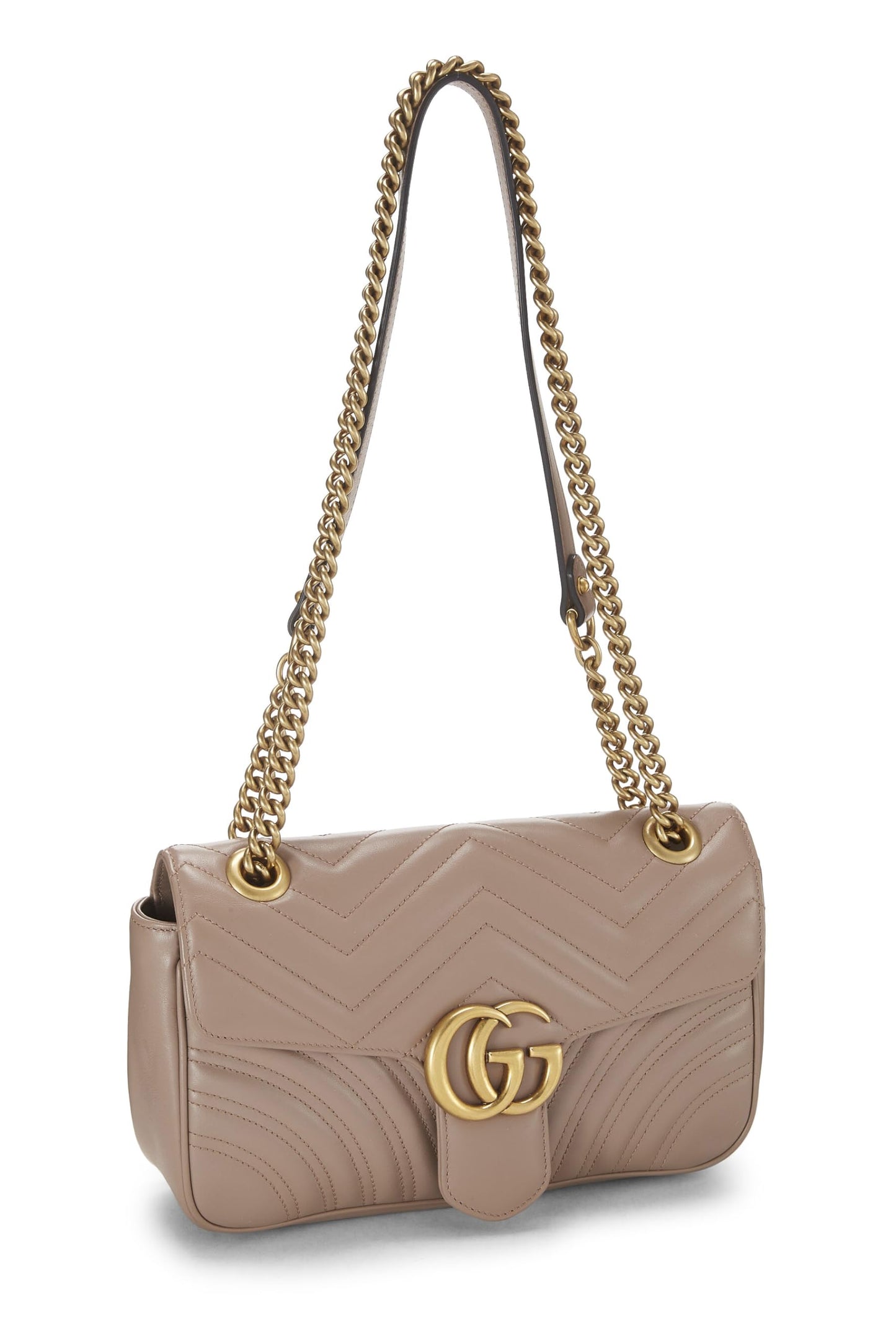 Gucci,  Beige Leather GG Marmont Shoulder Bag Small, Beige