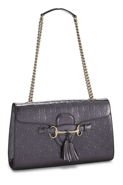 Gucci,  Purple Guccissima Patent Leather Emily Chain Shoulder Bag, Purple