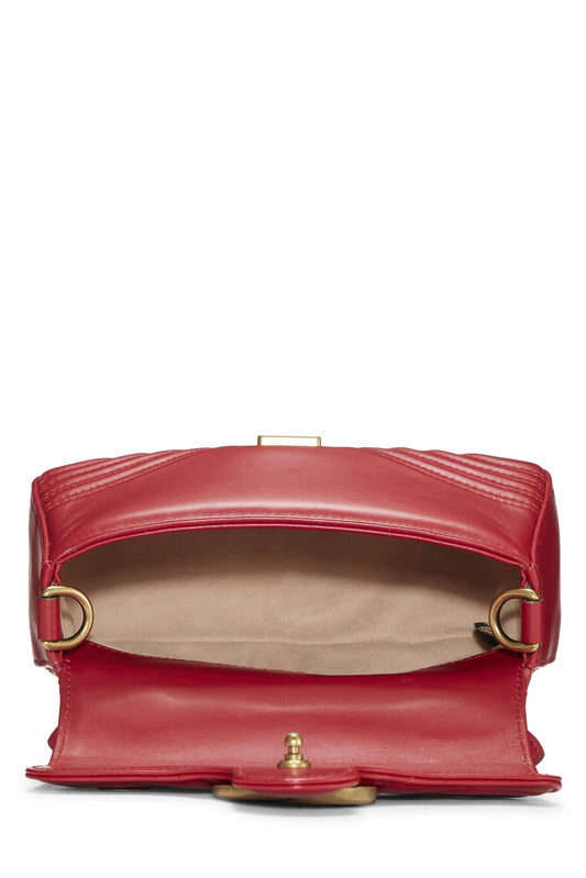 Gucci,  Red Leather GG Marmont Top Handle Bag Mini, Red