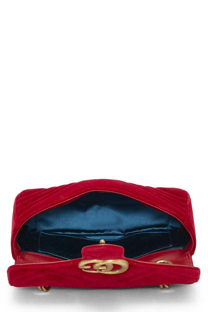 Gucci,  Red Velvet GG Marmont Shoulder Bag Mini, Red