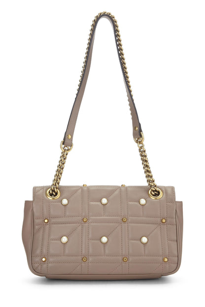 Gucci,  Beige Pearl Matelassé Leather Marmont Shoulder Bag Small, Beige