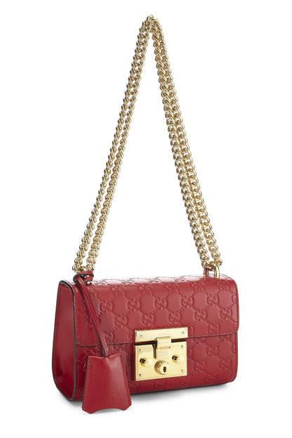 Gucci,  Red Guccissima Leather Padlock Bag Small, Red