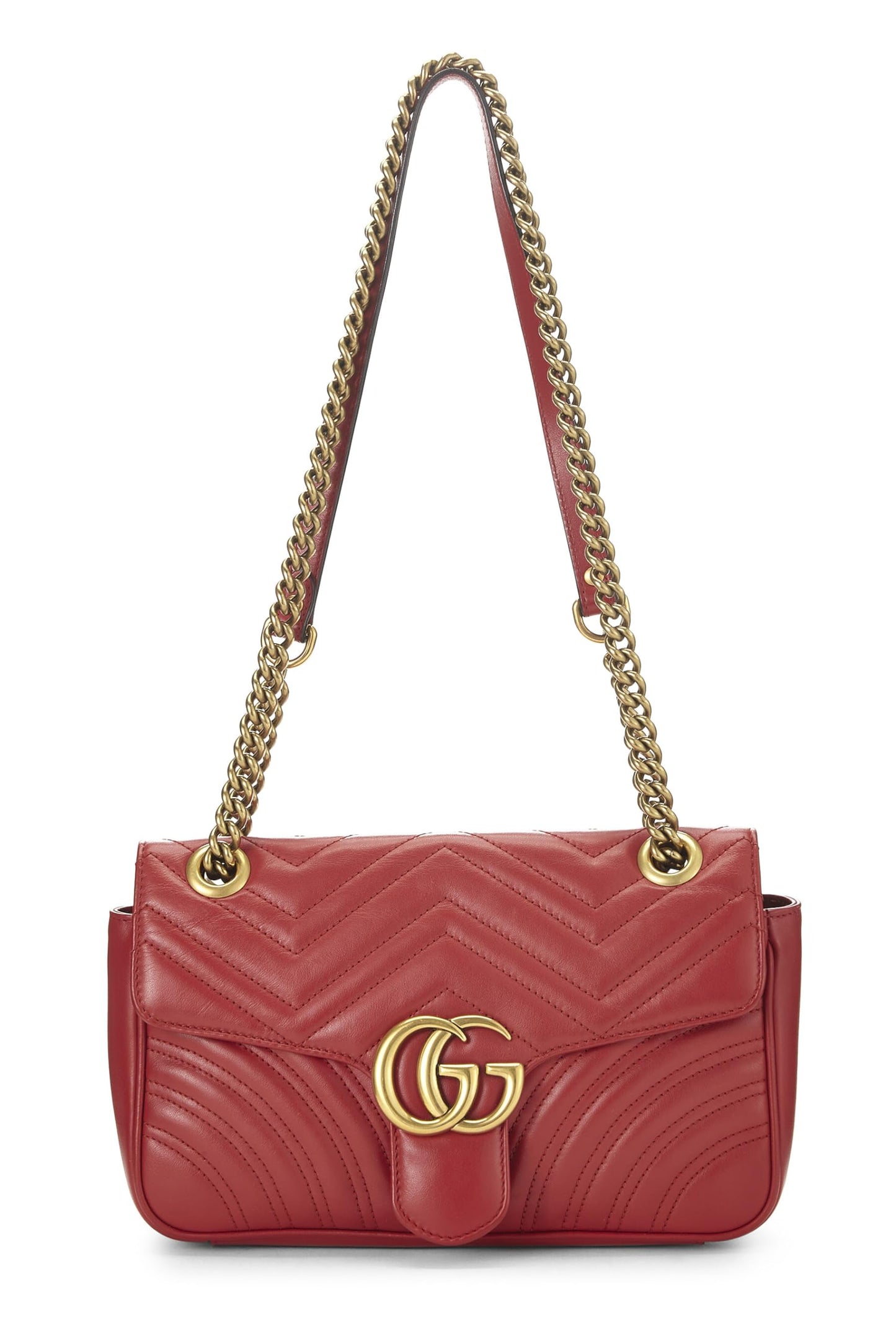 Gucci,  Red Leather GG Marmont Shoulder Bag Small, Red