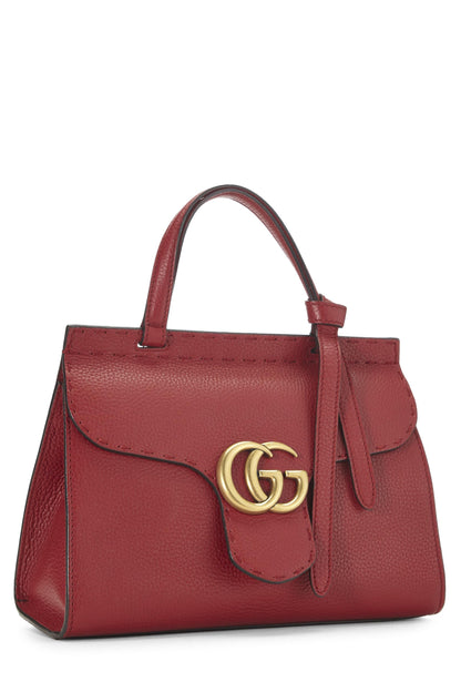 Gucci,  Red Leather GG Marmont Top Handle Flap Bag Mini, Red