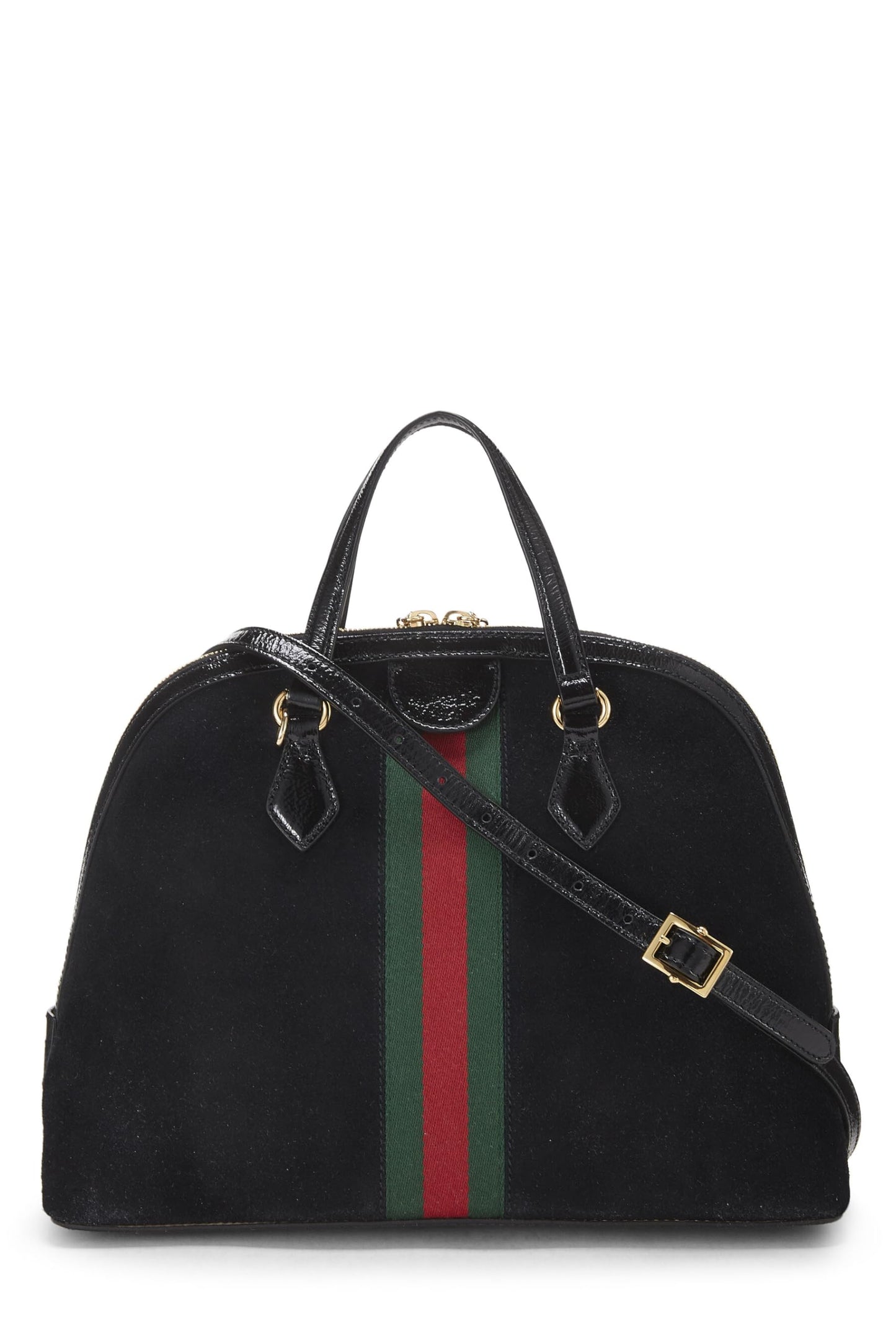 Gucci,  Black Suede Ophidia Dome Bag Medium, Black