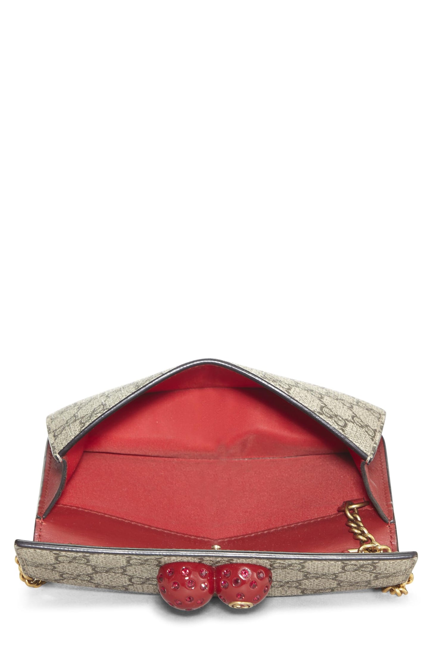 Gucci,  Red Original GG Supreme Canvas Cherry Convertible Clutch Mini, Red