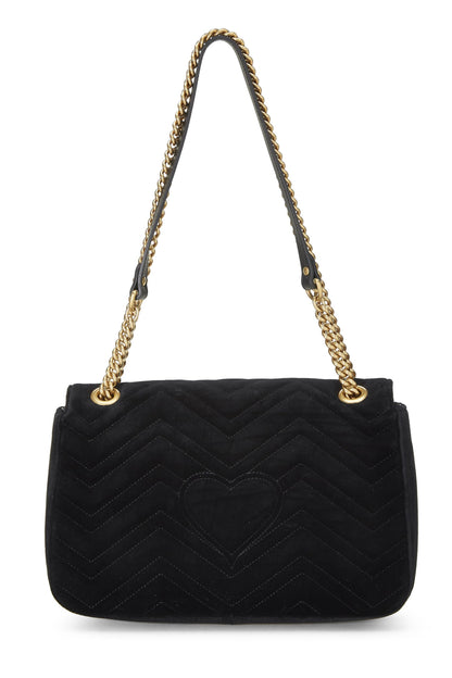 Gucci,  Black Velvet Marmont 'Loved' Shoulder Bag, Black