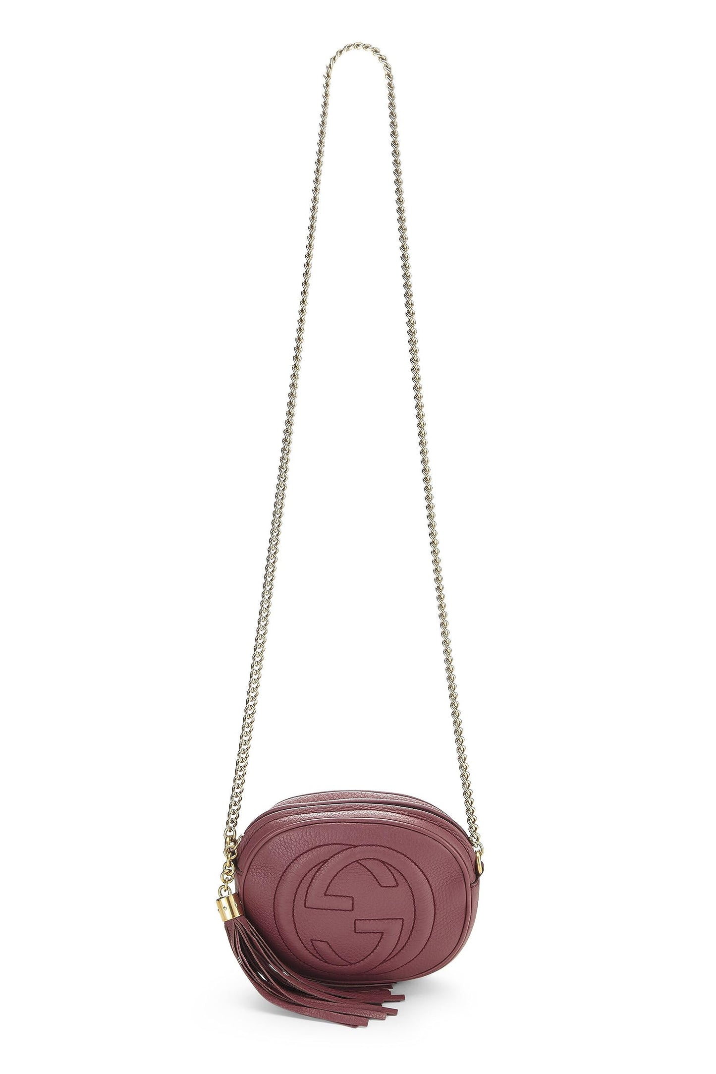 Gucci,  Purple Leather Soho Round Chain Crossbody Mini, Purple