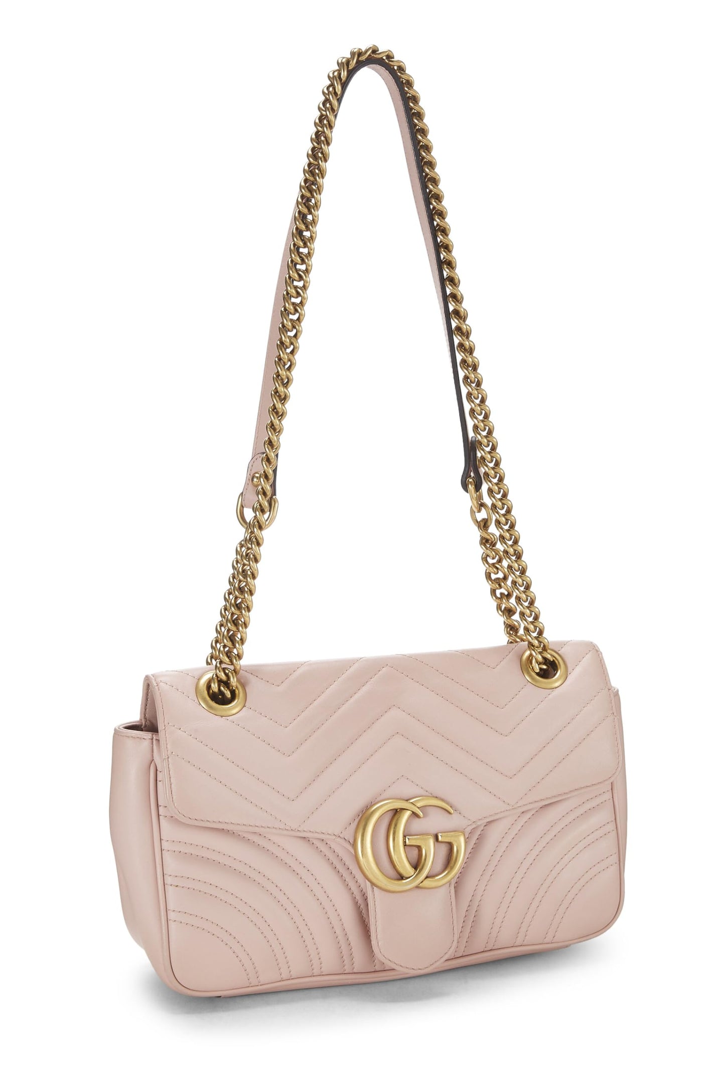 Gucci,  Pink Matelassé Leather GG Marmont Shoulder Bag, Pink