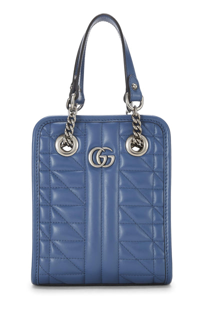 Gucci,  Blue Leather GG Marmont Convertible Shoulder Bag, Blue