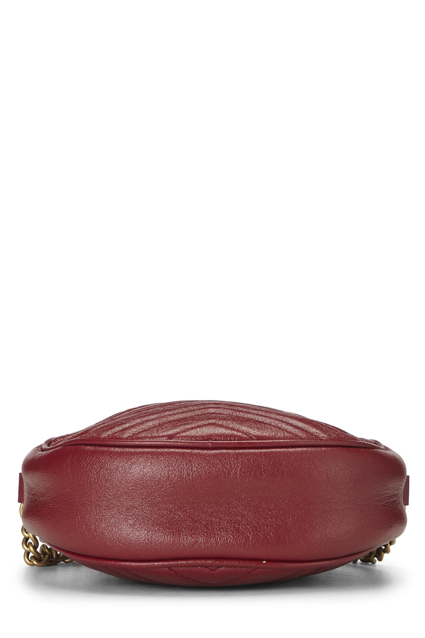 Gucci,  Red Leather GG Marmont Round Shoulder Bag Mini, Red