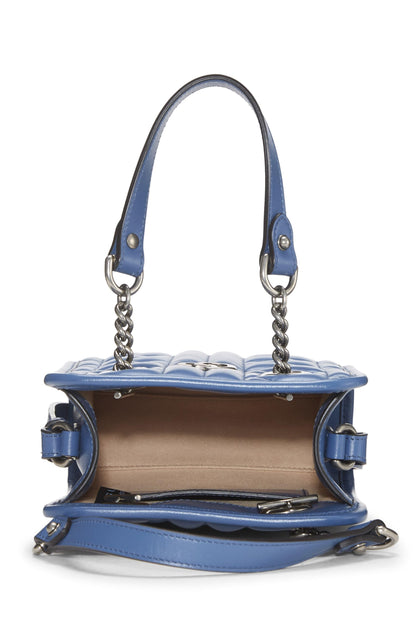 Gucci,  Blue Leather GG Marmont Convertible Shoulder Bag, Blue