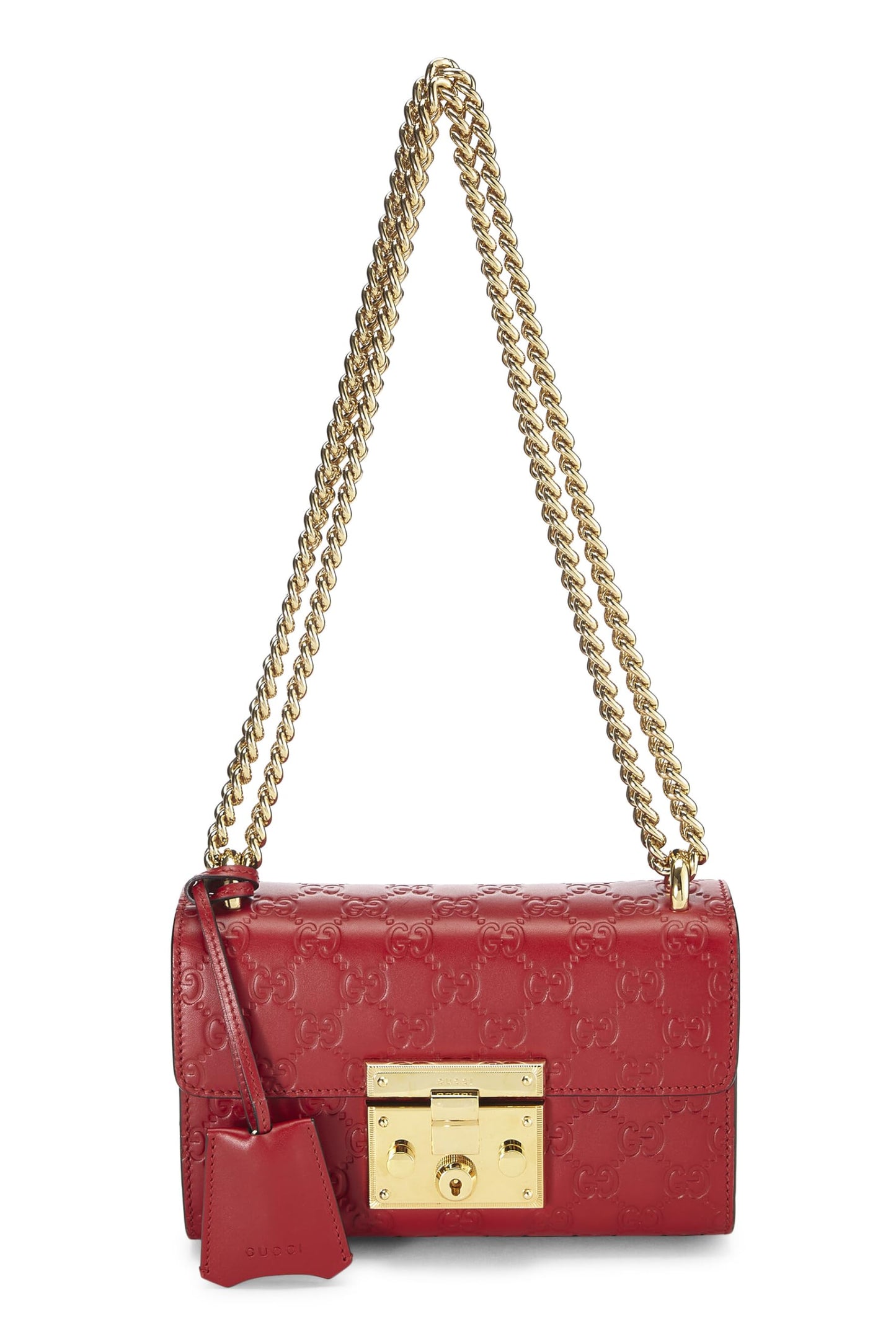 Gucci,  Red Guccissima Leather Padlock Bag Small, Red