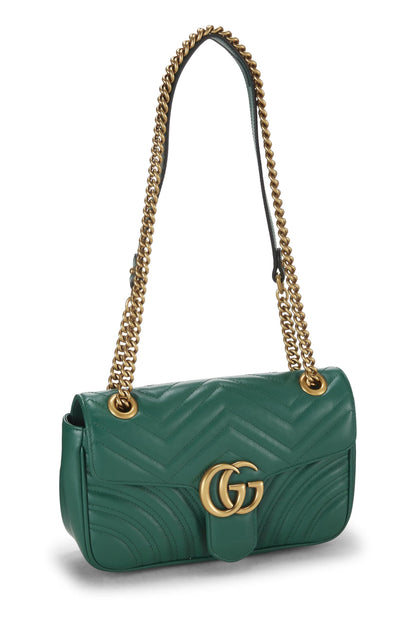 Gucci,  Green Leather GG Marmont Shoulder Bag Small, Green