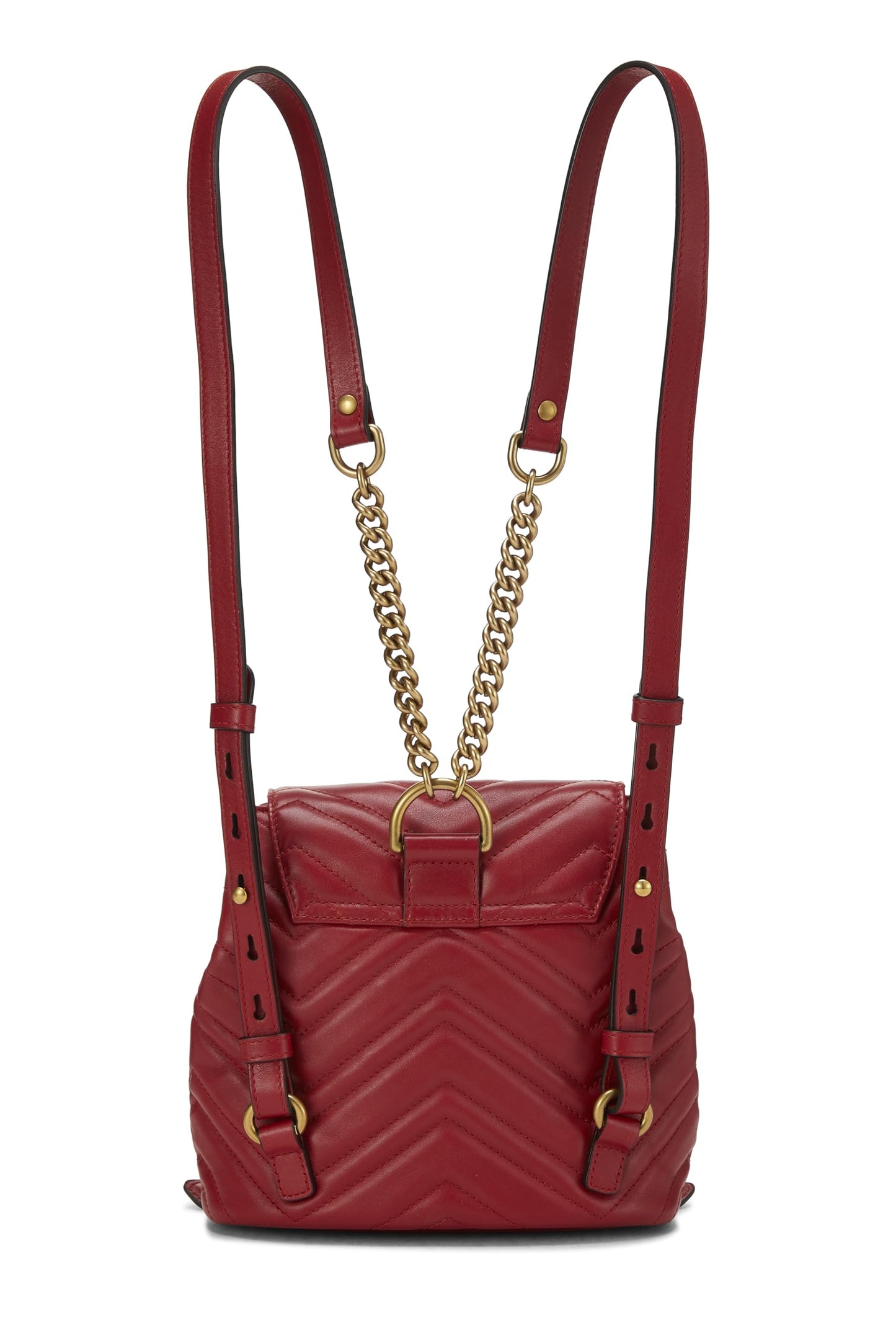 Gucci,  Red Leather GG Marmont Backpack Small, Red