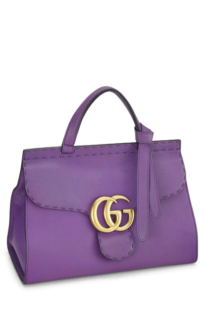 Gucci,  Purple Leather Marmont Top Handle Flap Bag Small, Purple