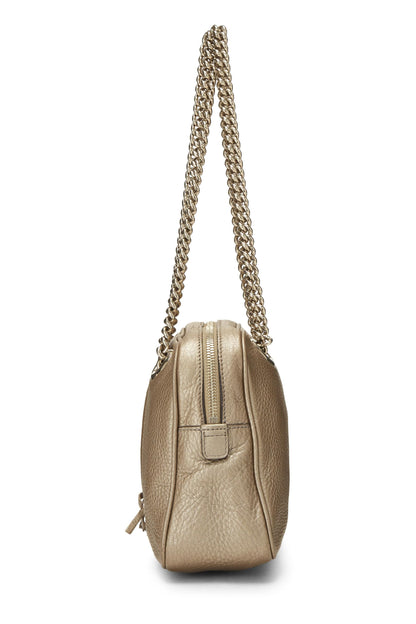 Gucci,  Metallic Gold Grained Leather Soho Chain Shoulder Bag, Gold