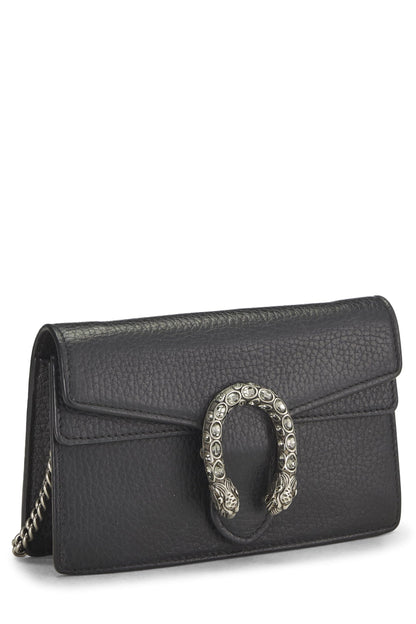 Gucci,  Black Leather Dionysus Shoulder Bag Super Mini, Black