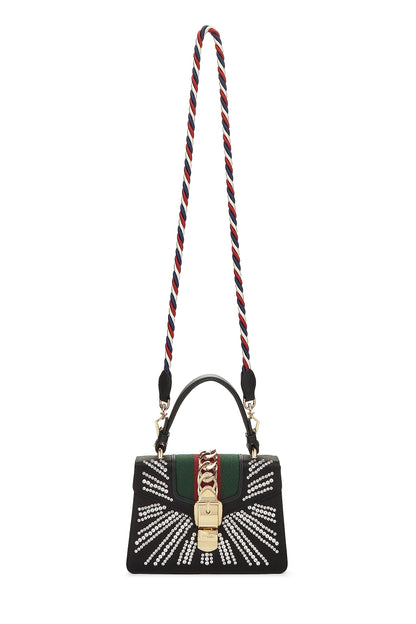 Gucci,  Black Satin & Crystal Sylvie Handbag Mini, Black