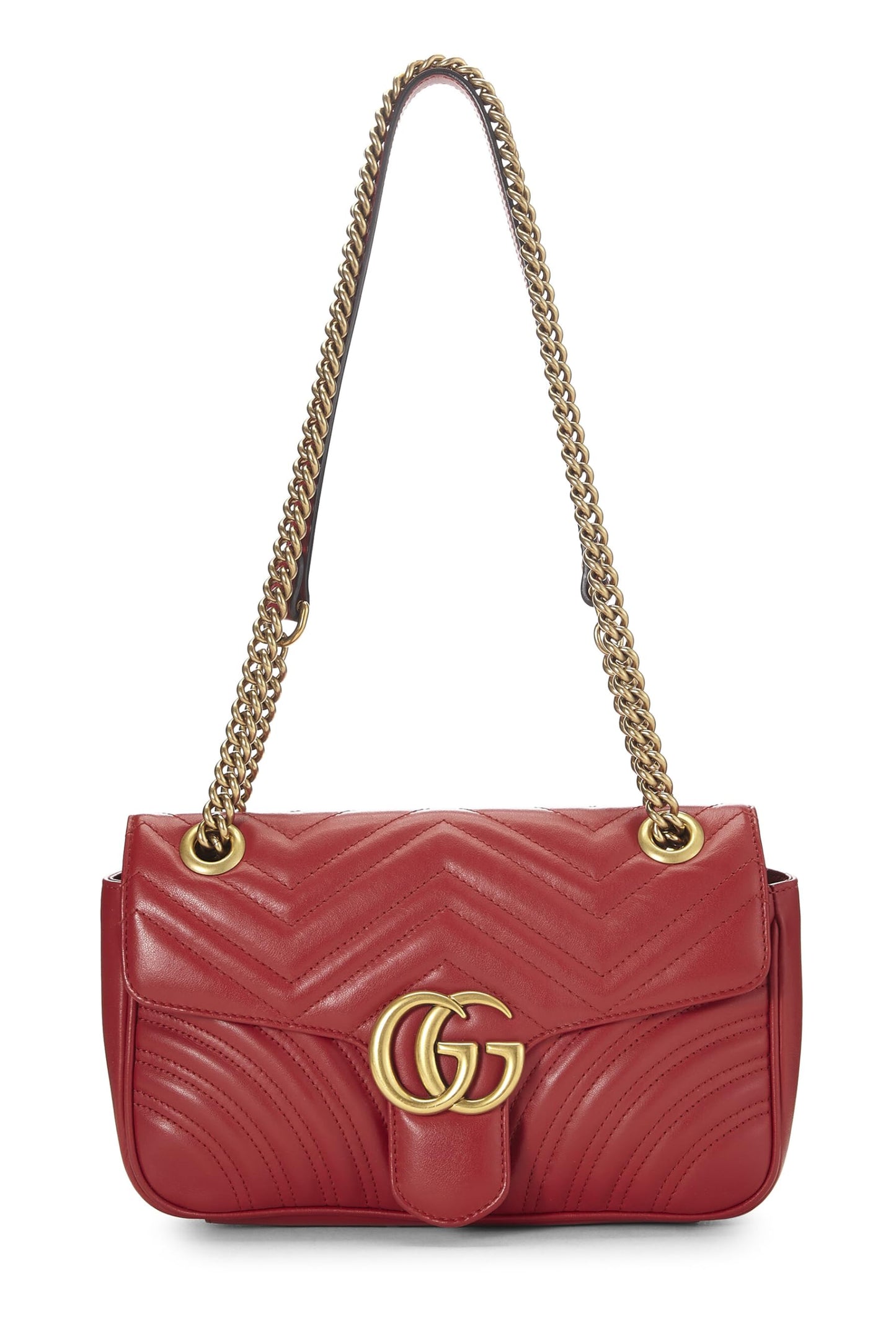 Gucci,  Red Leather GG Marmont Shoulder Bag Small, Red