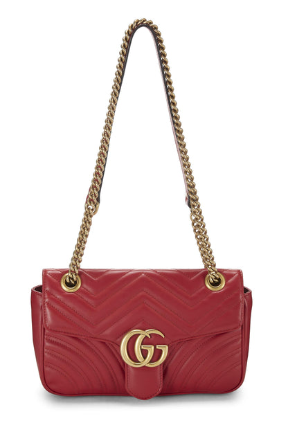 Gucci,  Red Leather GG Marmont Shoulder Bag Small, Red