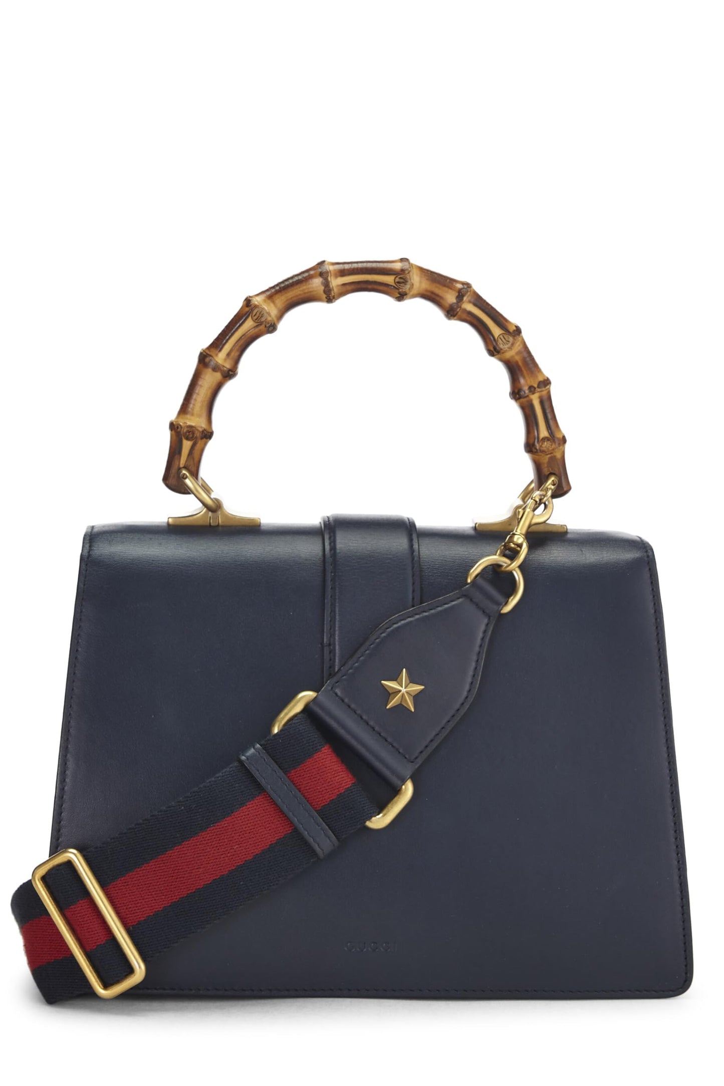 Gucci,  Navy Leather Dionysus Bamboo Handbag, Navy