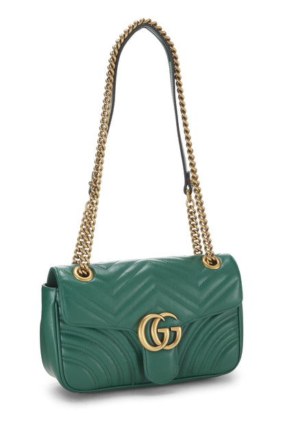 Gucci,  Green Leather GG Marmont Shoulder Bag Small, Green