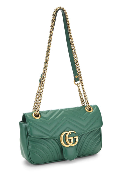 Gucci,  Green Leather GG Marmont Shoulder Bag Small, Green