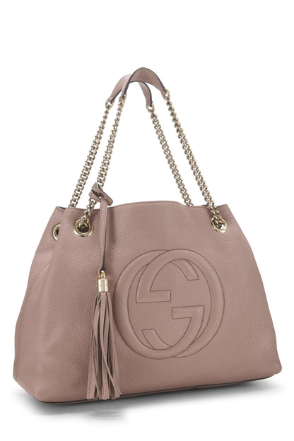 Gucci,  Pink Leather Soho Chain Tote, Pink