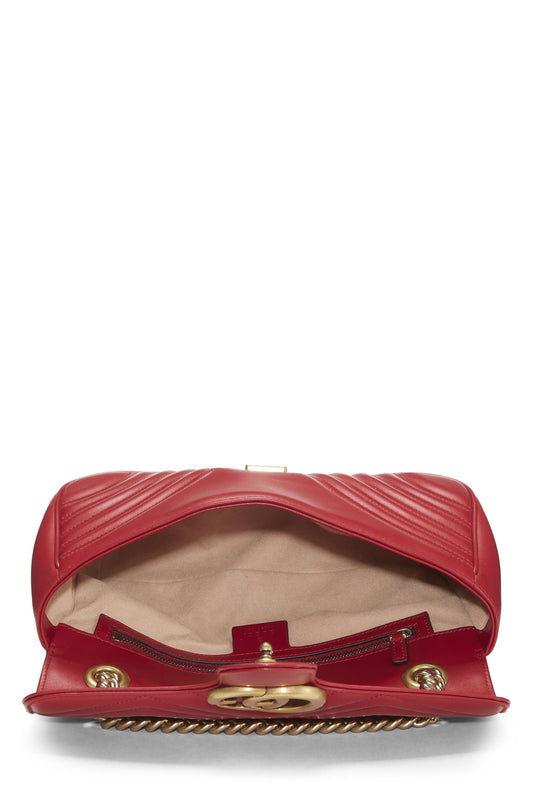 Gucci,  Red Leather GG Marmont Shoulder Bag Small, Red