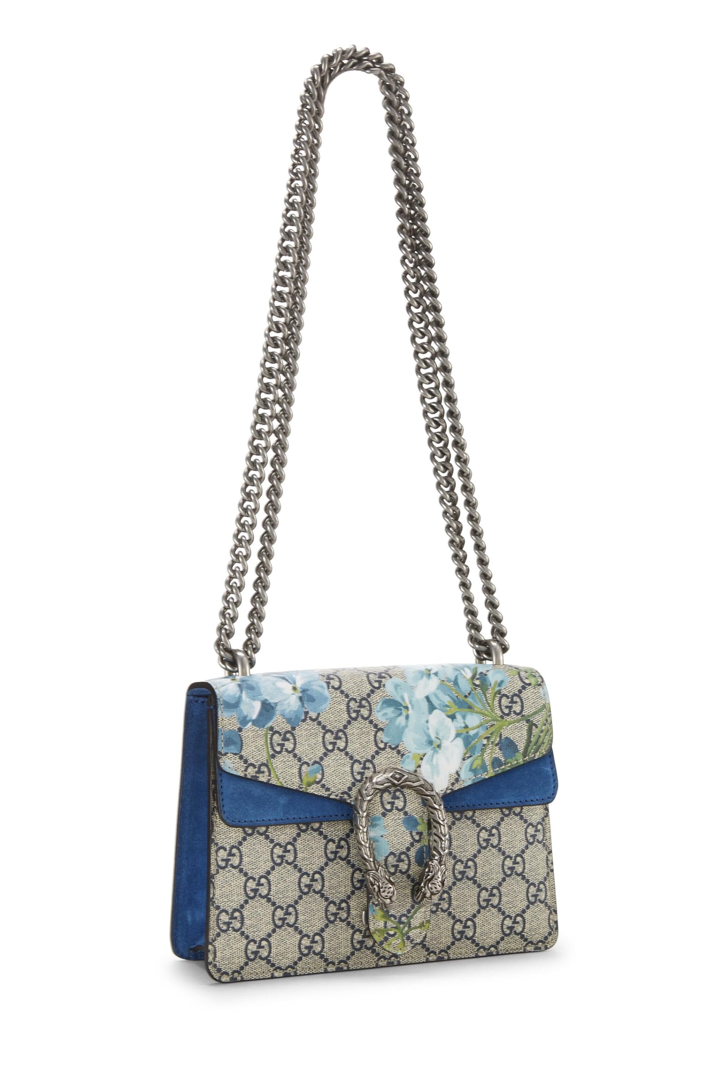 Gucci,  Blue GG Blooms Supreme Canvas Dionysus Shoulder Bag Mini, Blue