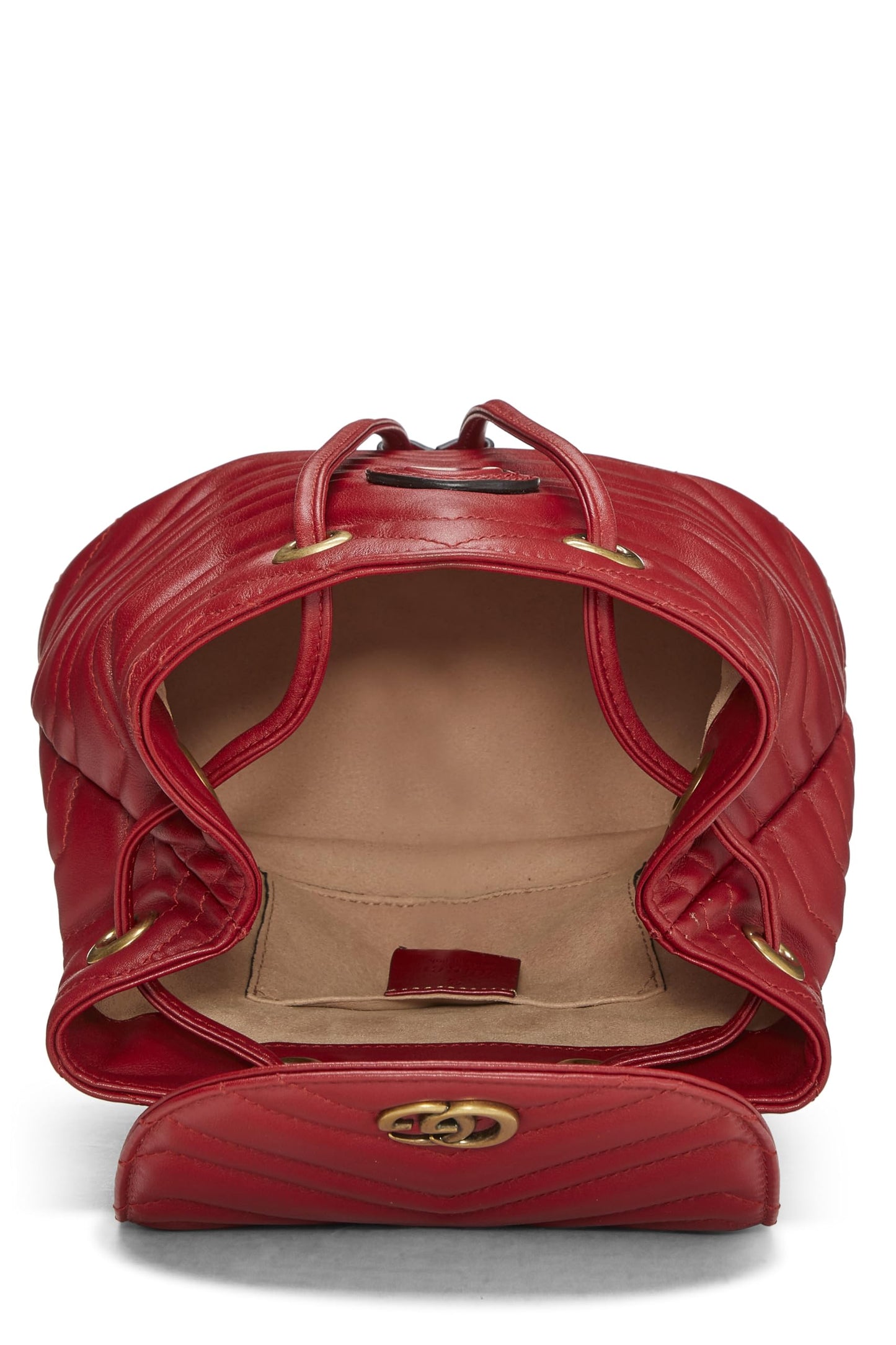 Gucci,  Red Leather GG Marmont Backpack Small, Red