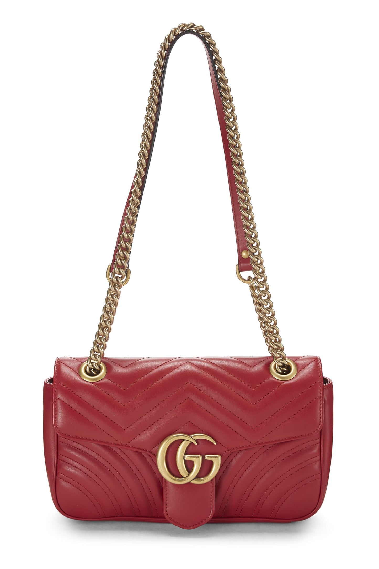 Gucci,  Red Leather GG Marmont Shoulder Bag Small, Red