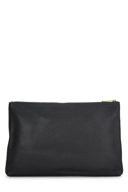 Gucci,  Black Leather Logo Print Pouch, Black