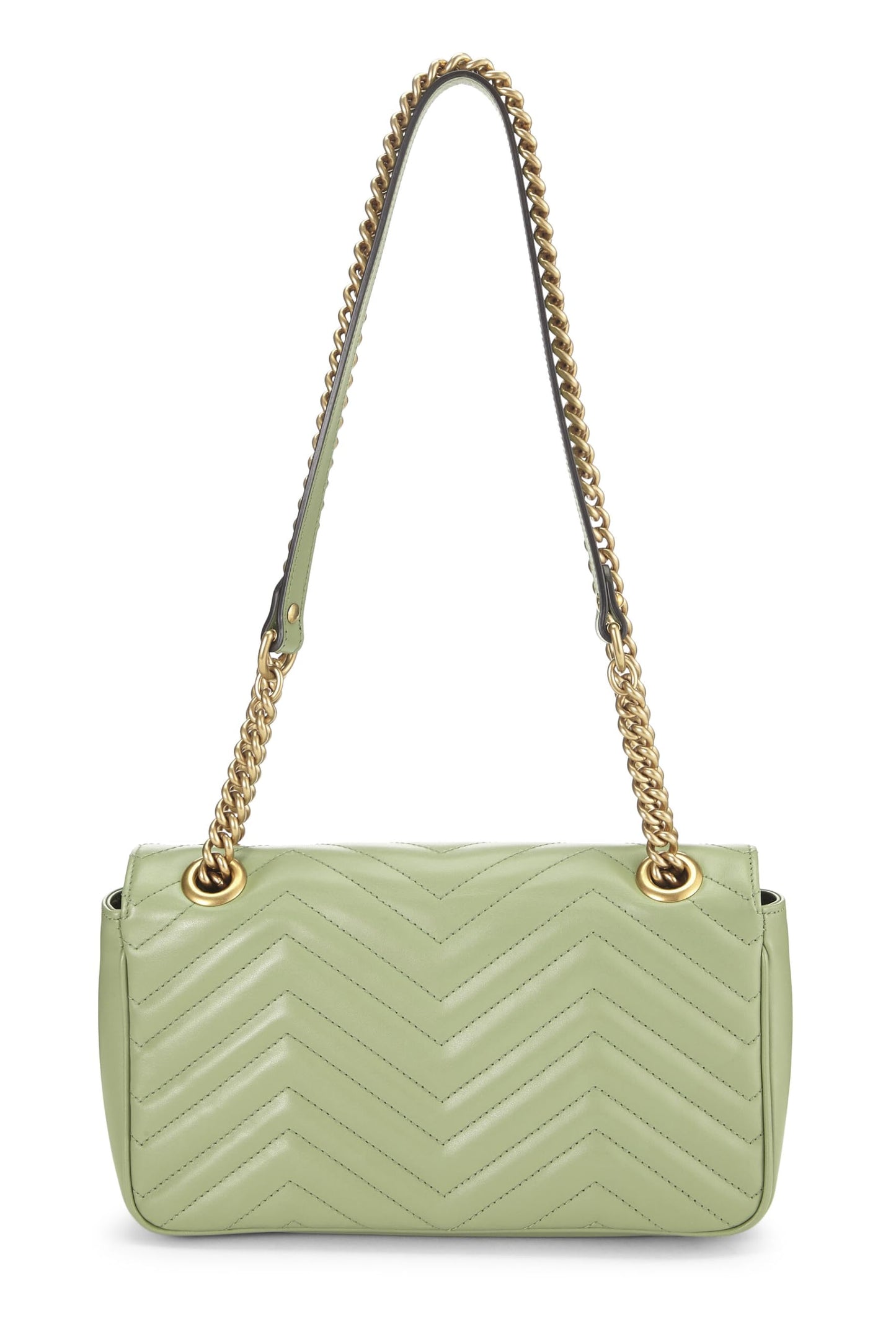 Gucci,  Green Leather Torchon GG Marmont Shoulder Bag Small, Green