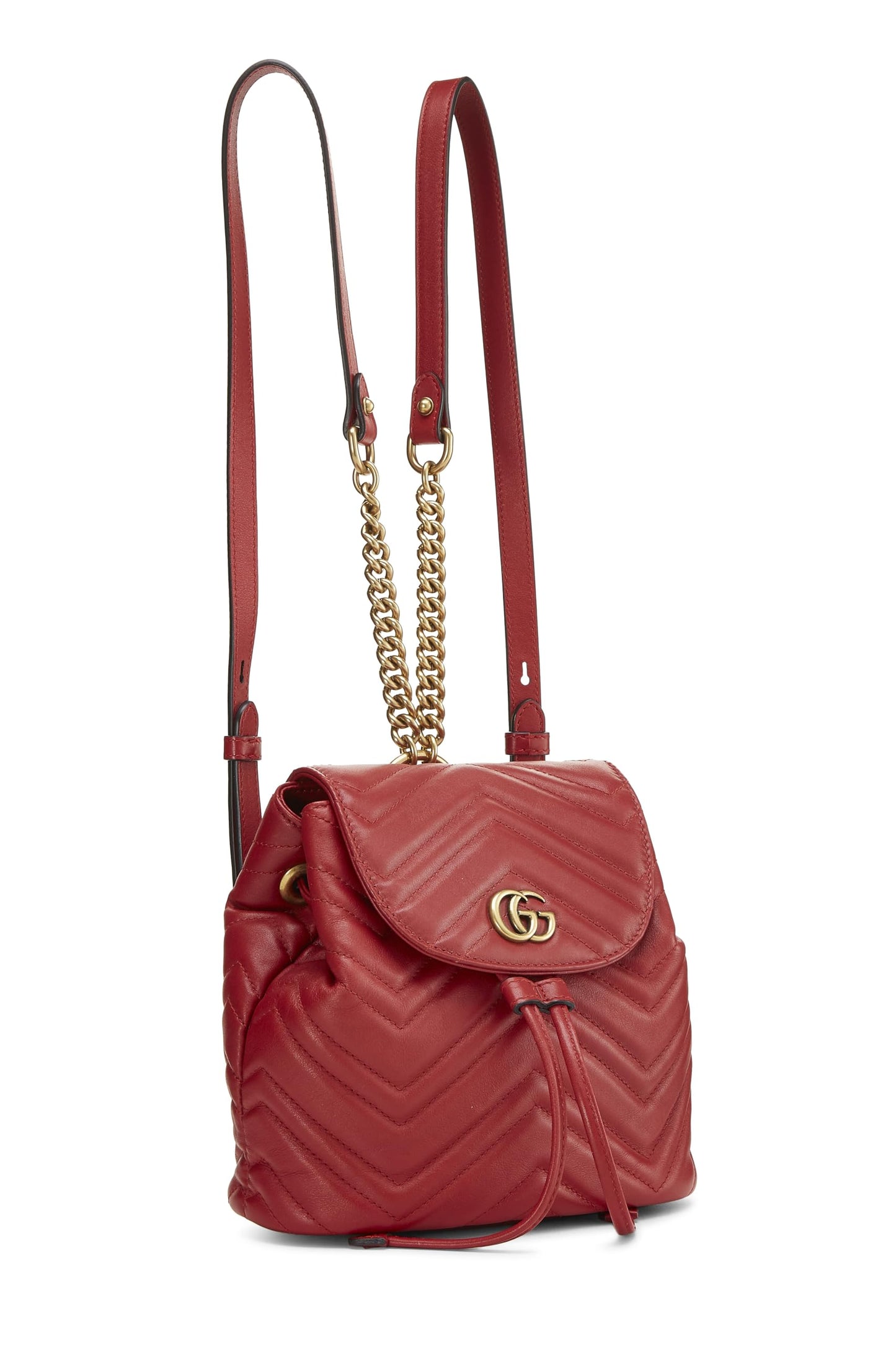 Gucci,  Red Leather GG Marmont Backpack Small, Red