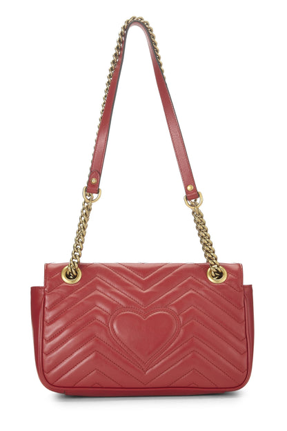 Gucci,  Red Leather GG Marmont Shoulder Bag Small, Red