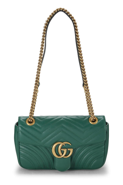 Gucci,  Green Leather GG Marmont Shoulder Bag Small, Green