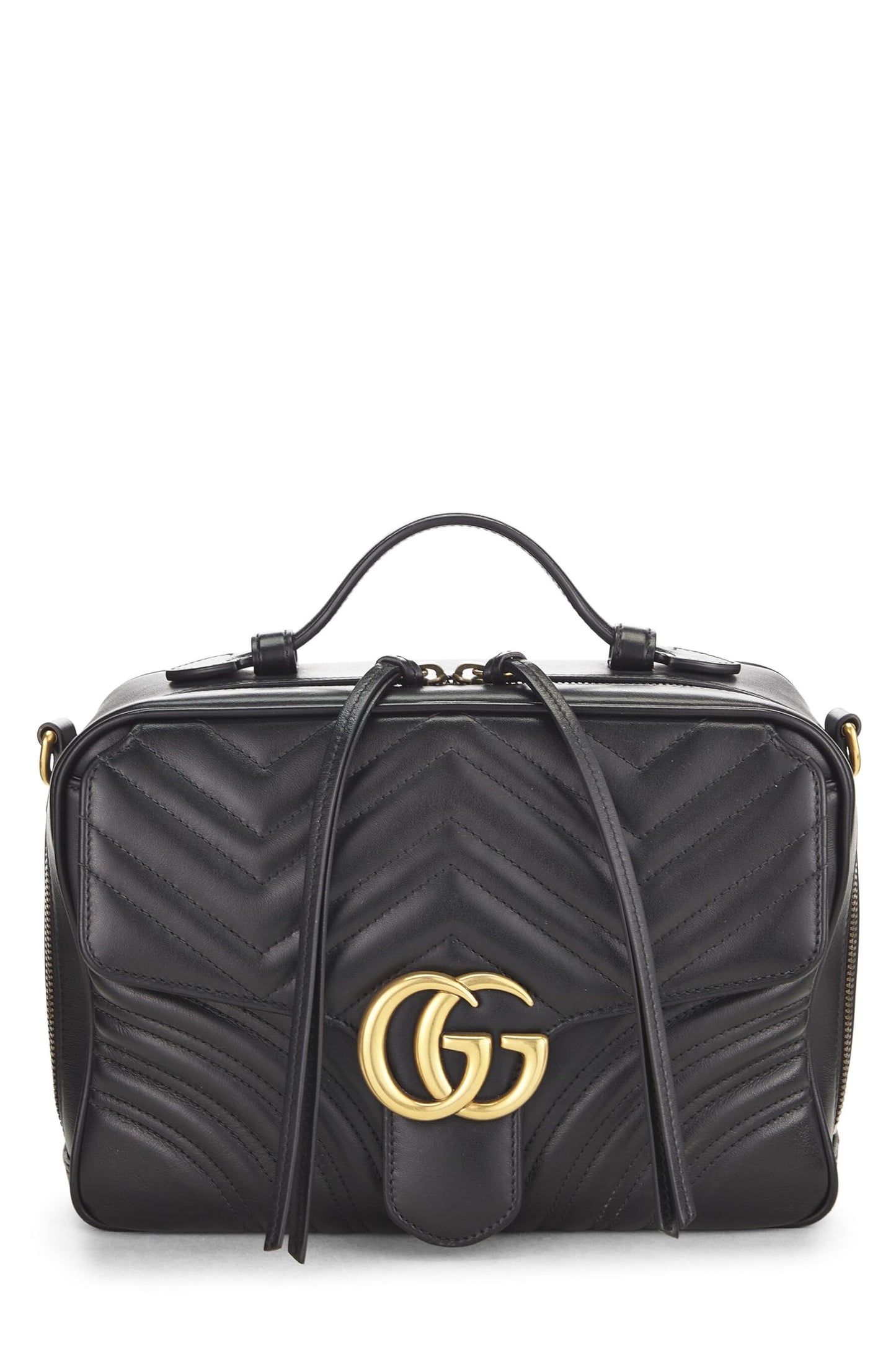 Gucci,  Black Leather GG Marmont Shoulder Bag Small, Black