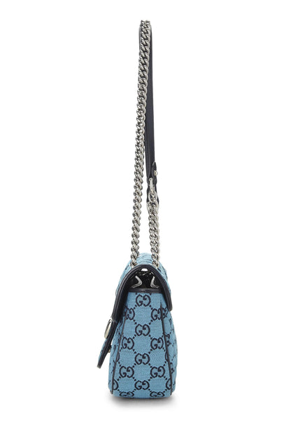 Gucci,  Blue GG Canvas Marmont Shoulder Bag Small, Blue