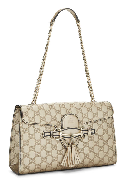 Gucci,  Gold Microguccissima Leather Emily Chain Shoulder Bag, Gold