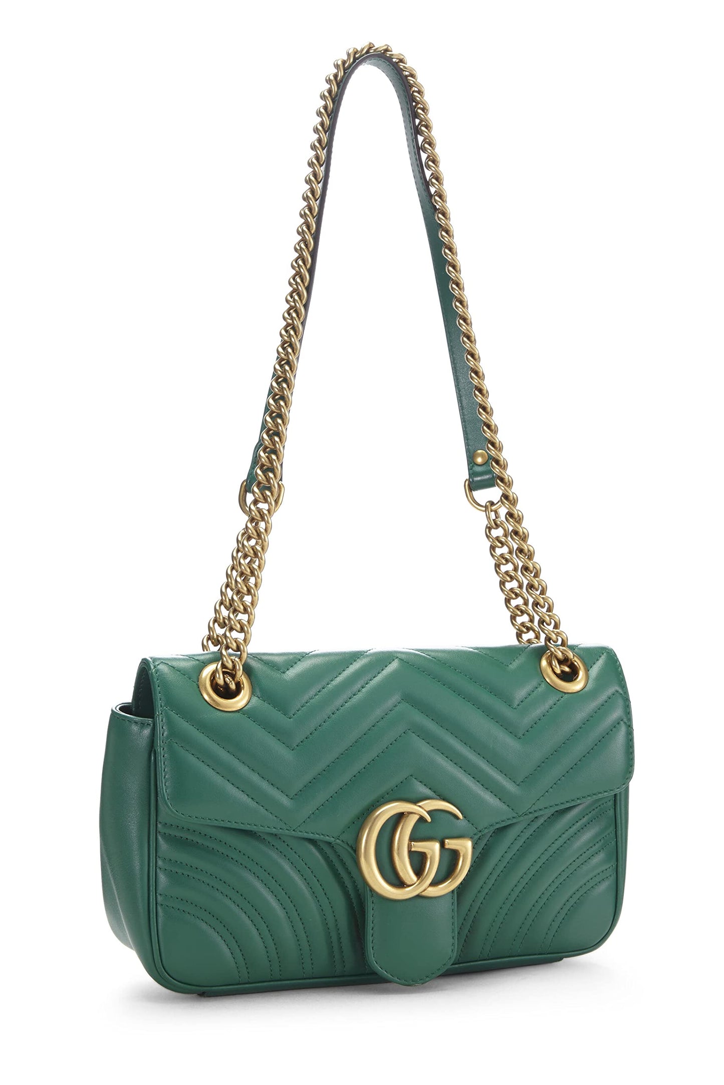 Gucci,  Green Leather Marmont Shoulder Bag Small, Green