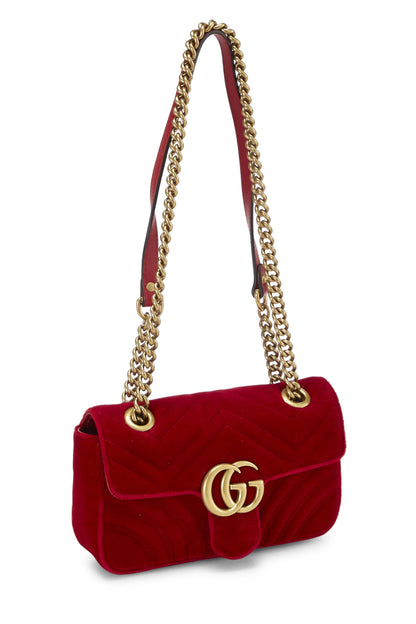 Gucci,  Red Velvet GG Marmont Shoulder Bag Mini, Red