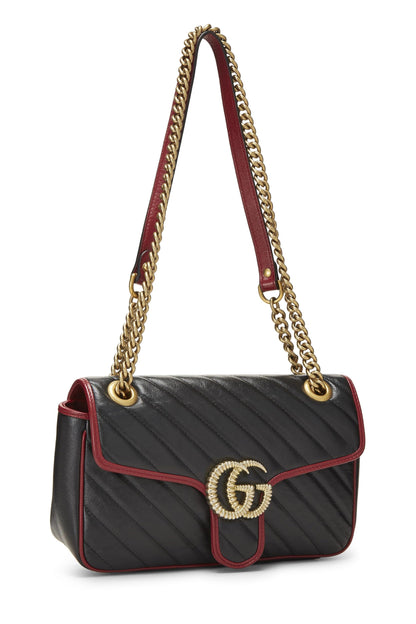 Gucci,  Black Leather Torchon Marmont Shoulder Bag Small, Black