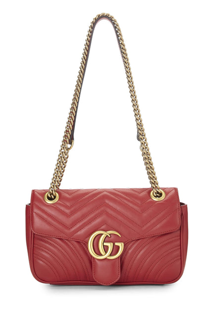 Gucci,  Red Leather GG Marmont Shoulder Bag Small, Red