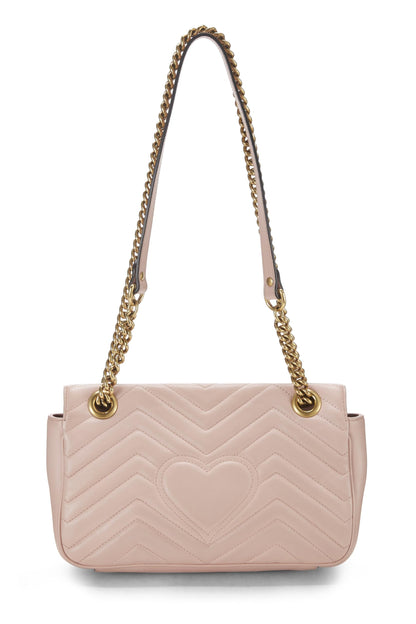 Gucci,  Pink Matelassé Leather GG Marmont Shoulder Bag, Pink