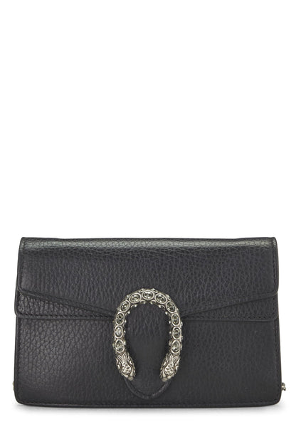 Gucci,  Black Leather Dionysus Shoulder Bag Super Mini, Black