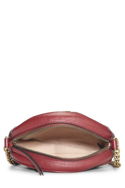 Gucci,  Red Leather GG Marmont Round Shoulder Bag Mini, Red