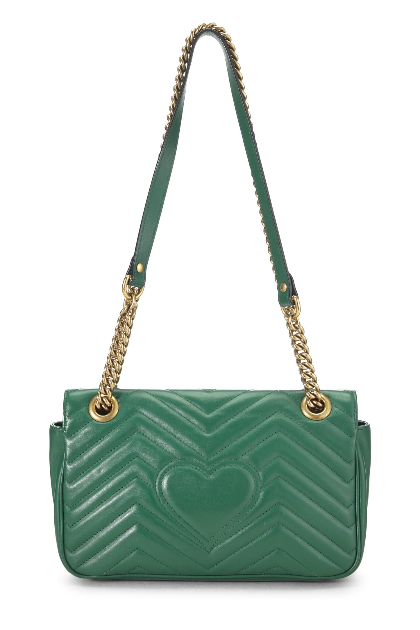 Gucci,  Green Leather Matelassé Marmont Shoulder Bag Small, Green