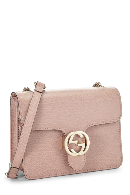 Gucci,  Pink Leather Interlocking Crossbody Small, Pink